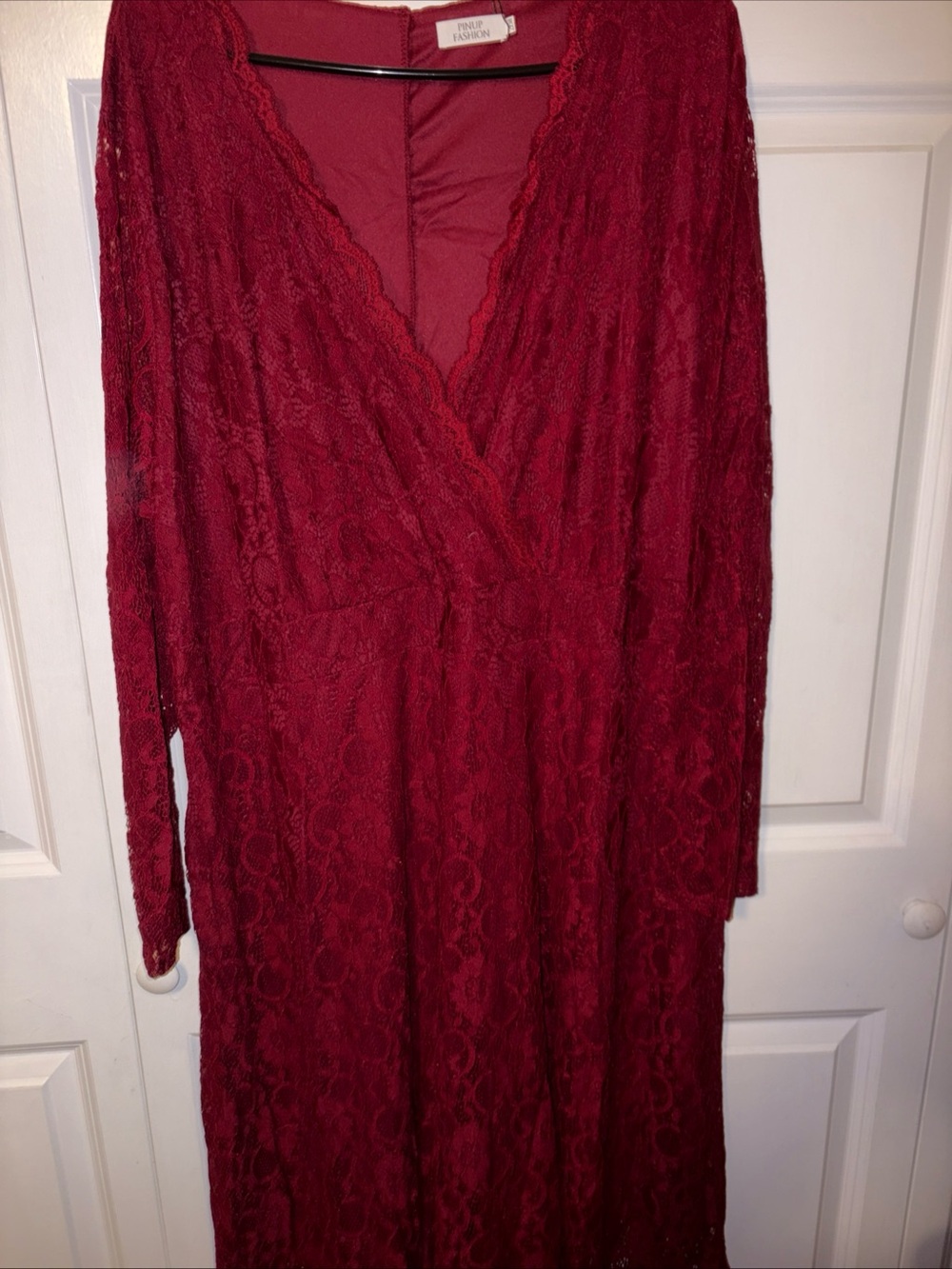 Pinky Fashion Deep Wine Lace Wrap Dress